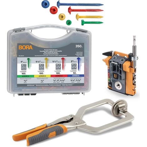 Gabarit de trou automatique avec pince frontale de 7,6 cm et lot de 350 vis BR-A170402 (1/5)