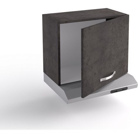 Sopracappa cucina 60x31x48 cm in legno color lava con un'anta e depuratore - Massa