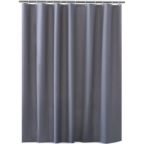 Rideau de douche 180 x 200 cm gris imperméable et lavable en EVA avec 12 crochets rideau de douche antibactérien pour salle de bain (1/5)