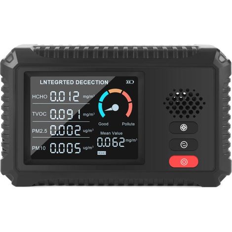 Moniteur de qualité de l'air TVOC, HCHO, CO2, PM2.5, appareil de mesure de la qualité de l'air, analyseur de qualité de l'air numérique intelligent à écran LCD (1/5)