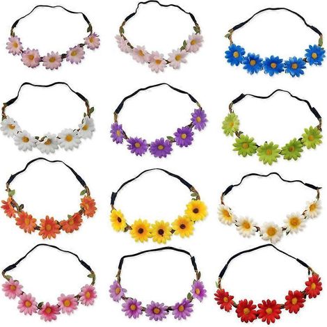 Bandeau à fleurs de tournesol fait main, accessoire de cheveux unique, lot de 12