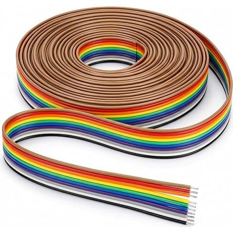 Câble Ruban Plat, Câble à Ruban Couleur Arc-En-Ciel 10 broches 1,27 mm Pas pour Connecteurs 2,54 mm, 6M (1/5)