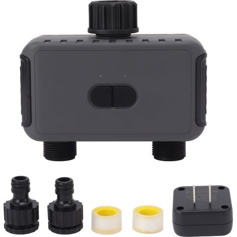 Programmateur d'arrosage WiFi 2 voies, contrôle via application Smart Life, modes d'irrigation flexibles, système anti-pluie, étanche ABS, pour jardin et pelouse, prise US (1/5)
