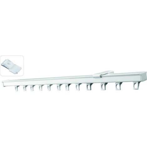 Secodir – Tringle à rideau en aluminium blanc 1,50 m – Fixation plafond ou mur – Glissement silencieux – Pour rideaux et voilages