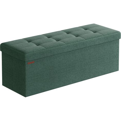 Banc de Rangement Pliable de 110 cm, Coffre de Rangement, Tabouret Repose-pieds, Pouf de Chambre, Vert Rétro (1/5)