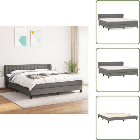 Boxspringbett mit Matratze Dunkelgrau 160x200 cm Stoff - Boxspringbett - Doppelbett - Bettenrahmen - Matratze - Matratzenauflage (1/5)