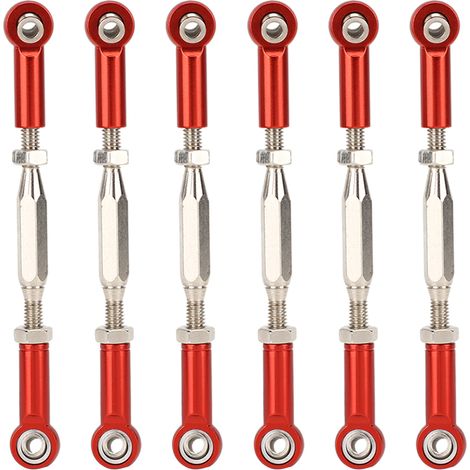 Jeu de 6 biellettes de servo réglables en aluminium 81mm, kit de tirants pour voiture RC, accessoires rouges (1/5)