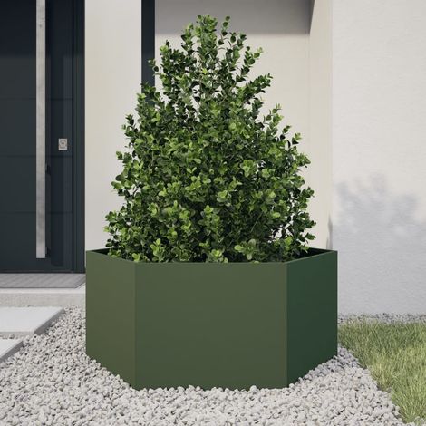Maison Exclusive - Pflanzkübel Olivgrün Sechseckig 104x90x45 Stah