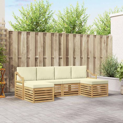 vidaXL Outdoor-Sofagarnitur 6 pcs Weiß und Creme 245 x 122,5 x 73 cm (1/5)