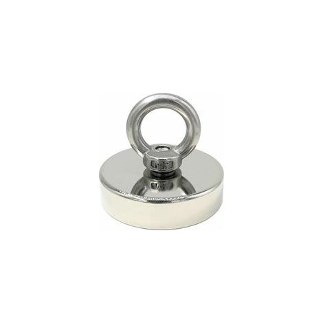 Aimant en néodyme super puissant 120 kg - Aimants puissants - Idéal pour la pêche magnétique - Ø 60 mm avec œillet en néodyme (1/4)