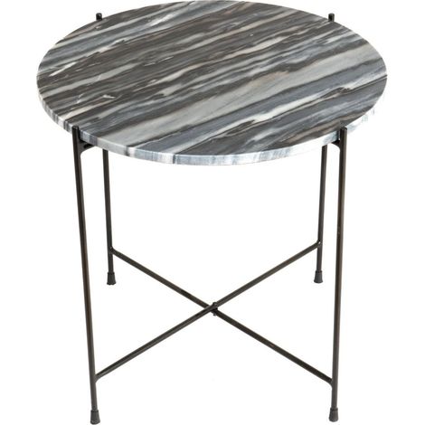 Table basse ronde en marbre et pieds en métal noir D50 - MELBA (1/4)