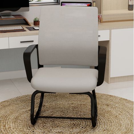 Sedia da ufficio moderna minimalista in tessuto e mesh, struttura in metallo, grigio e nero (1/5)