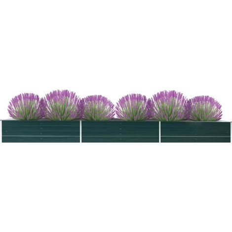 Lit surélevé de jardin-Jardinière surélevée-Bac de jardin surélevé Acier galvanisé 480x80x45 cm Vert (1/5)