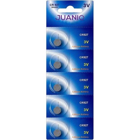 Lot de 5 Piles bouton plates 3V lithium type CR927 compatibles DL927 / ECR92 - Juanio - (1/2)