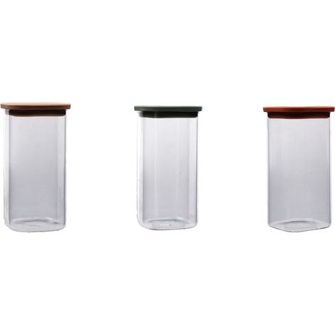 1 Pezzo Barattolo da Cucina in Vetro Borosilicato 21 x 11 x 11 cm 3 Colori