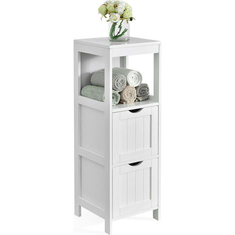 Bathroom Floor Cabinet Wooden Storage Cupboard Freestanding 2 Removable Drawers (1/2)