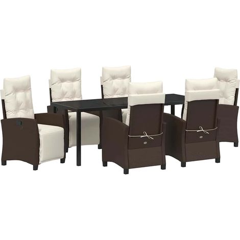 Maison Exclusive - Set da Pranzo per Giardino con cuscino 7 pcs Marrone polyrattan