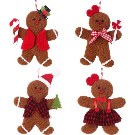 4-teiliges Lebkuchenmann-Puppen-Ornament, Lebkuchenpuppe, Weihnachten