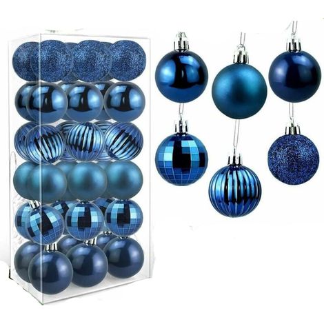 Boules De Noël - 36 Pièces - 4 Cm - Plastique Incassable - 6 Styles (Mat, Givré, Brillant, Miroir, Citrouille, Carré) - Pour Arbre De Noël, Mariages, Fêtes (1/5)