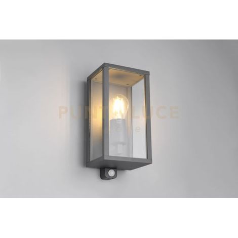 GARONNE APPLIQUE DA ESTERNO RETTANGOLARE IN FUSIONE COLORE ANTRACITE CON SENSORE DI MOVIMENTO IP44 L. 14CM X H. 29CM 1 LUCE ATTACCO E27