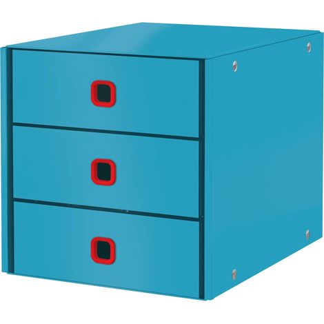 Boîte de Rangement A4 en Carton à 3 Tiroirs pour Documents, Maison / Bureau, Gamme Cosy, Bleu, 53680061 (1/5)