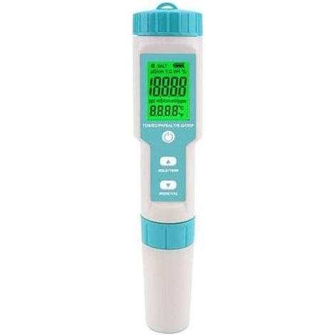 Swimming pool salinity tester, saltwater pH and salinity tester, 7-in-1 digital tester, swimming pool pH and salinity tester