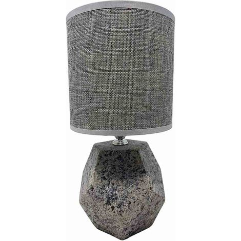 Lumetto in ceramica base effetto pietra attacco e14 abat jour paralume moderno 27x13 vari colori 164673 modello effetto pietra grigio