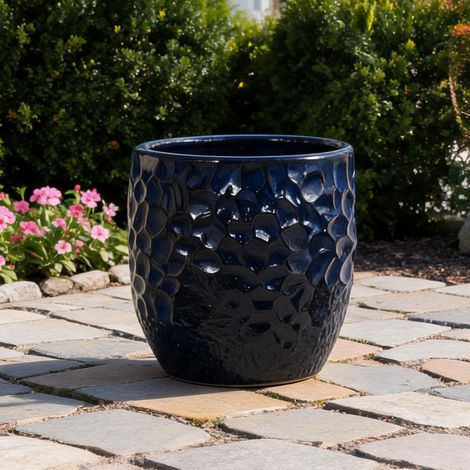 Pot de fleurs en céramique bleu soft 18 cm pour plantes grasses (1/5)