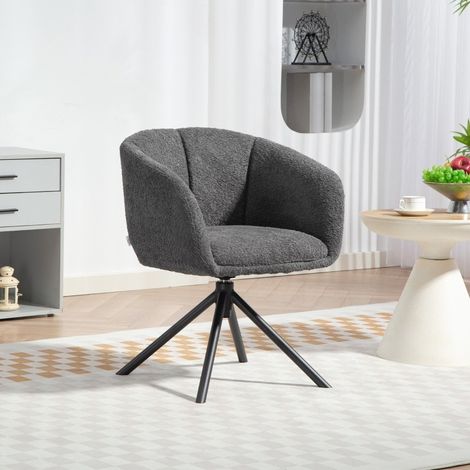 Poltrona girevole 58.5x59x78.5 cm grigio in poliestere con braccioli (1/5)