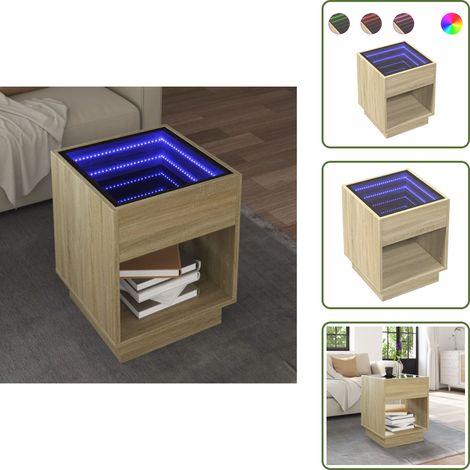 The Living Store Couchtisch mit Infinity-LED Sonoma-Eiche 40x40x50 cm - Couchtisch mit Infinity-Spiegel (1/5)