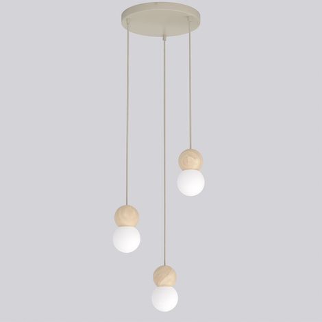 Lampada a sospensione LOOP in acciaio moka e legno naturale