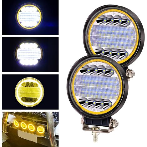 LED Lampe de Travail avec jaune Angel Eye, Foglight Spot Flood Combo Lights DRL Feux Auxiliaires LED Phares pour Camion Tracteur Voiture Off Road (Style3, 2) (1/5)