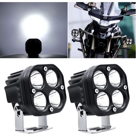 Luz de trabajo LED de 12 V y 40 W, luces antiniebla LED auxiliares para motocicleta, faros LED de 24 V y 12000 lm, luces auxiliares todoterreno para coche, camión, tractor, SUV y barco (paquete de 2). (1/3)