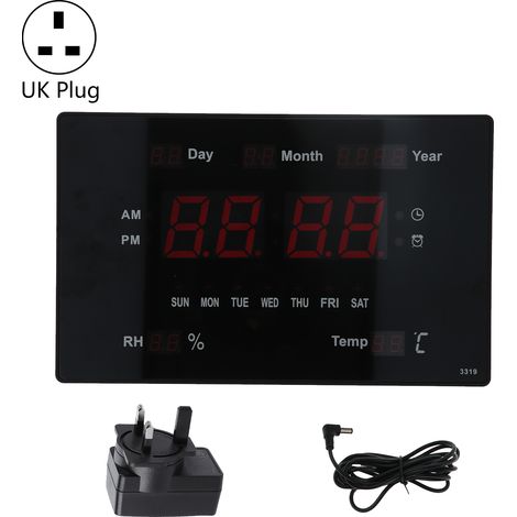 100‑240V LED Digital Clock Multifunction Wall Clock with Temperature Humidity Perpetual Calendar DisplayUK (1/5)