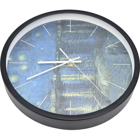 LED-Nachtlicht-Wanduhr mit Sprachsteuerung, runde Metall-Wanduhr in Schwarz für das Wohnzimmer (1/5)