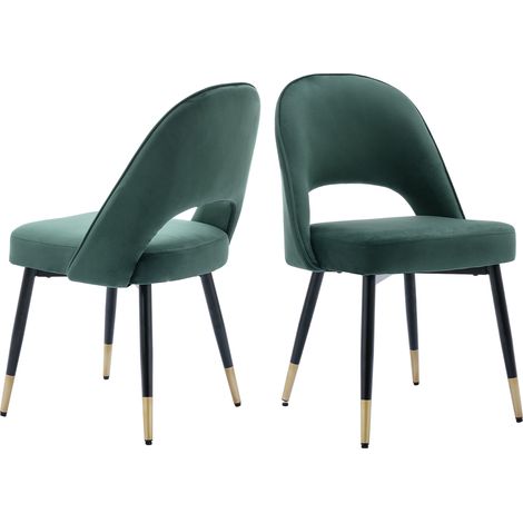 Set di 2 Sedie da Pranzo in velluto Sedie da Cucina Moderne con Gambe in Metallo per Soggiorno, Verde