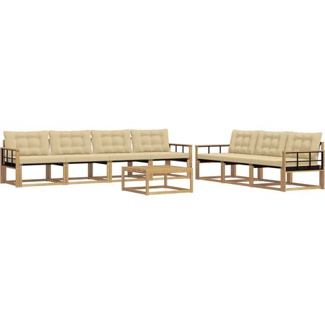 Ensemble de canapés d'extérieur 8 pc Blanc et Beige vidaXL