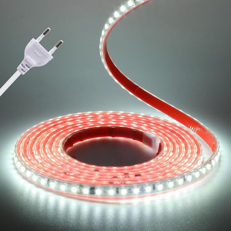 220V Ruban LED, SMD 2835 120 Led/m Bande LED, IP65 Étanche 10cm Cuttable super lumineux Ruban adhésif pour papeterie Alimentation directe Strip Light pour l'intérieur de la cuisine, la maison [Classe (1/5)