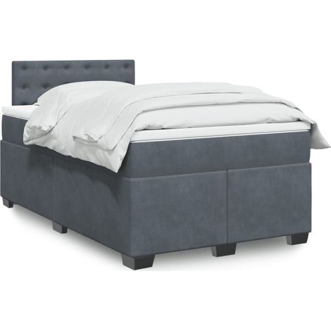 Boxspringbett mit Matratze Dunkelgrau 120x200 cm Samt (1/5)