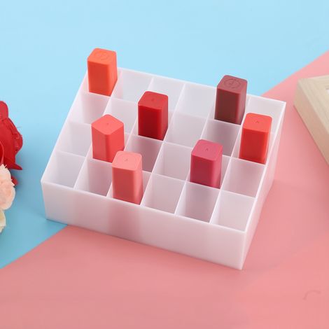 Porte-lipstick 24 emplacements - Organisateur de maquillage élégant pour rangement pratique (Blanc) (1/5)