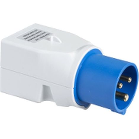 Adaptador 2P+T SCHNEIDER en schuko, 16A, 250V, ideal para conexiones seguras.