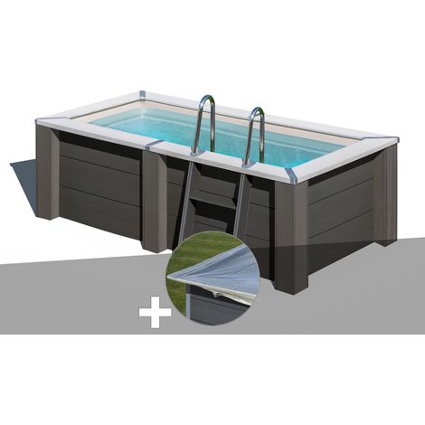 Kit piscine composite Gré Avant-Garde carrée 3,15 x 1,75 x 0,96 m + Bâche hiver