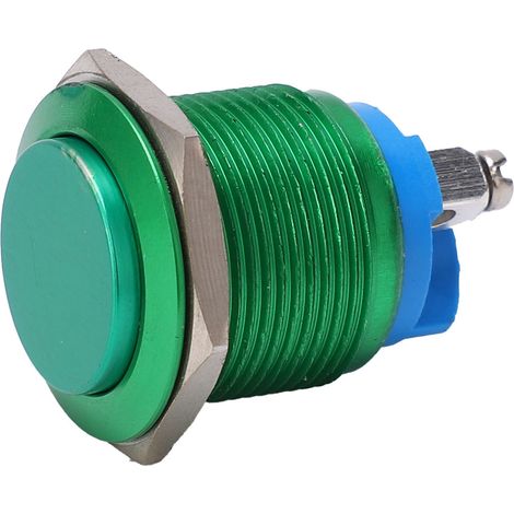 Interrupteur à bouton-poussoir métallique à tête haute de 19 mm, entièrement anodisé, à réarmement automatique, interrupteur à vis de déplacement, vert. (1/5)