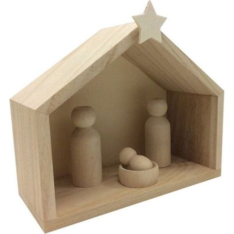 Artemio - Crèche en bois + pions à personnaliser (1/4)