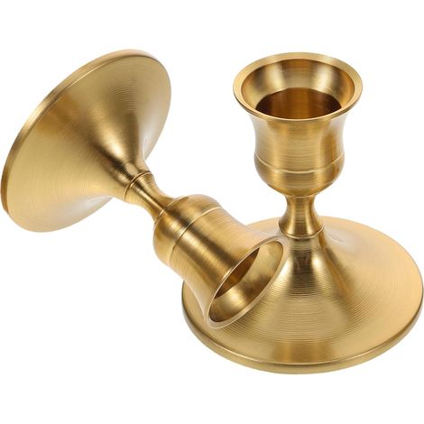 Lot De 2 Bougeoirs Coniques Vintage en Laiton Porte Bougies pour Décoration De Centre De Table Mariage Fête Et Noël Support pour Bougies Cierge (1/5)