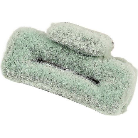 Pince à cheveux rectangulaire douce et moelleuse pour femme, grande taille, design antidérapant, accessoire de coiffure.-Green (1/5)