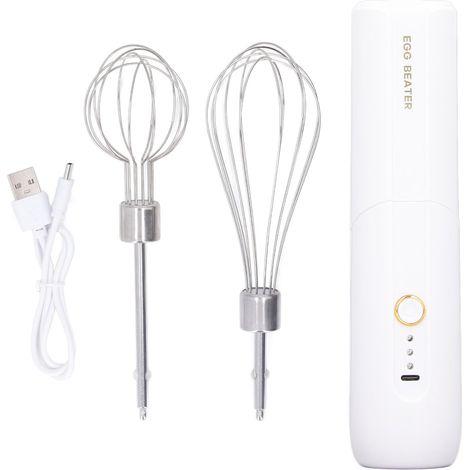 Batteur électrique pliable sans fil 3 vitesses haute vitesse portable fouet à œufs blanc avec 2 têtes (1/5)
