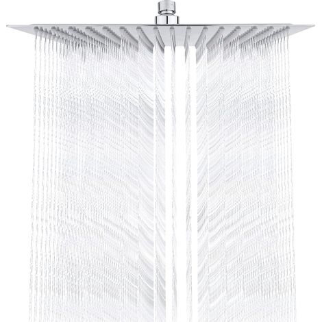 Edelstahl-Duschkopf – wassersparend, 30 cm quadratischer Kopf, universeller Regenkopf mit 1/2-Zoll-Gewinde, 360° drehbar, 30° neigbar, einfach zu installieren und zu reinigen