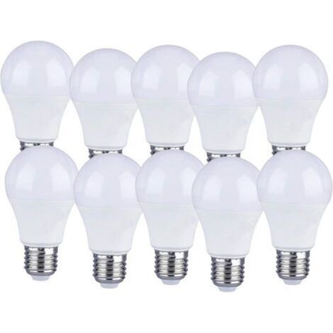 Set of 10 Set of 10 E27 9W A60 LED bulbs - Warm white light 4000K - 806 Lumen (1/5)