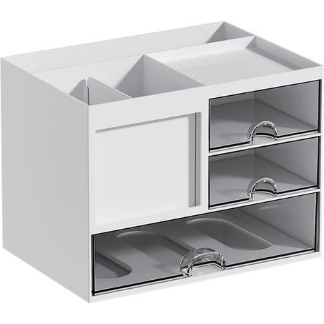 Organiseur Bureau Blanc Tiroirs Porte Stylo (1/4)